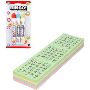 Bingokaarten nummers 1-75 - 100x vellen - inclusief 3x bingostiften