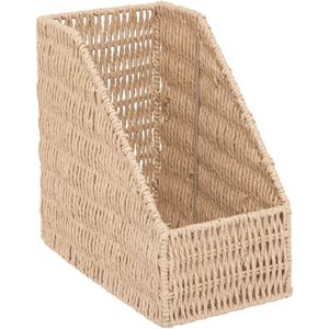 5Five Kord Magazinehouder/Tijdschriftenrek van geweven papier - 15x26x27cm - Beige