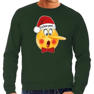 Foute kersttrui/sweater heren - Leugenaar - groen - braaf/stout