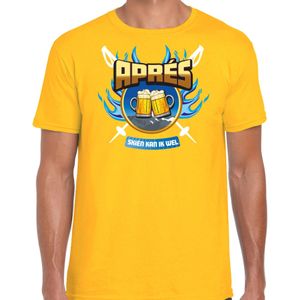 Wintersport verkleed t-shirt voor heren - apres skien - geel - winter/apres ski outfit