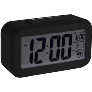 Zwarte wekker / alarmklok 14 cm - Slaapkamer - Wekkers/klokken op batterijen