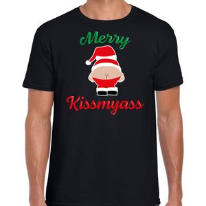 Merry kissmyass fout Kerst t-shirt - zwart - heren - Kerst t-shirt / Kerst outfit S