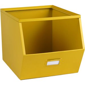 Stapelbare opbergmand Open Metal Box - L23 x B32 x H21 cm - metaal - geel