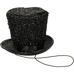 Carnaval verkleed mini hoedje voor diverse thema's - zwart - glitters - dames