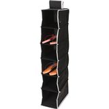 Hangende kast organizer - zwart - met 6 vakken - 15 x 30 x 84 cm