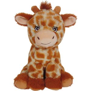 Knuffeldier Giraffe Elvira  - zachte pluche stof - wilde dieren knuffels - bruin - 24 cm