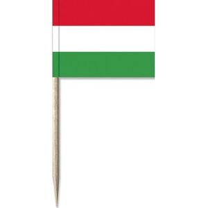 150x Cocktailprikkers Hongarije 8 cm vlaggetje landen decoratie