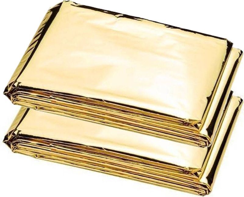 Nooddeken/reddingsdeken/isolatiedeken - 2x - 160 x 210 cm - goud - warmtedeken