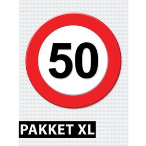 Verkeersbord 50 jaar feestartikelen pakket XL