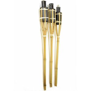 Tuinfakkels - 3x - met oliehouder - bamboe - 60 cm