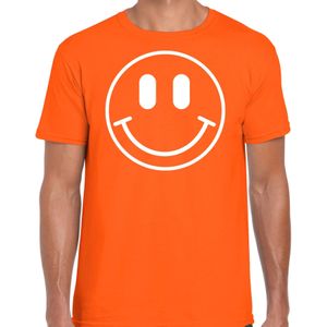 Verkleed T-shirt voor heren - smiley - oranje - carnaval - foute party - feestkleding