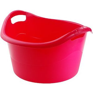 Grote teil/afwasbak/kuip - kunststof - rond - handvatten - 54 x 32 cm - 38 liter - rood