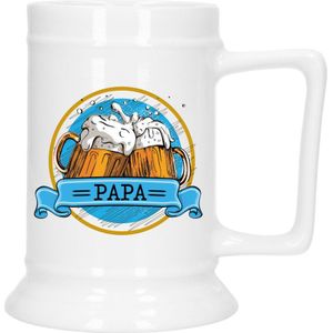 Cadeau Bierpul voor papa - blauw - keramiek - 530 ml - Vaderdag