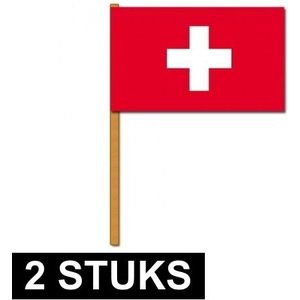 2x Luxe grote zwaaivlaggen Zwitserland