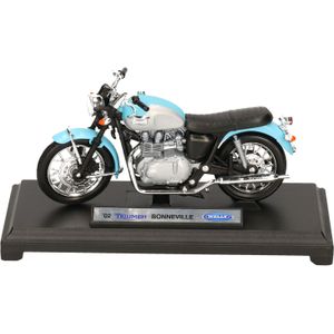 Model speelgoed motor Triumph Bonneville blauw 1:18