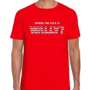 Where the fuck is Wally verkleed t-shirt rood voor heren