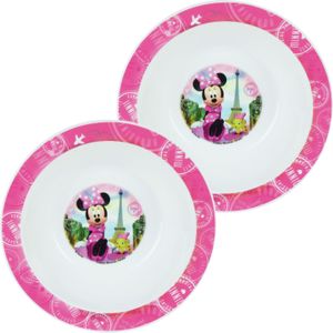 2x stuks kunststof ontbijtbordje plat Disney Minnie Mouse 22 cm