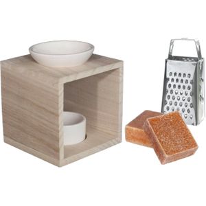 Ideas4seasons Amberblokjes/geurblokjes cadeauset - amber geur - inclusief geurbrander en mini rasp