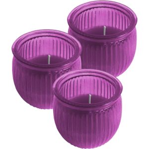 3x stuks citronella kaars 7,5 cm paars