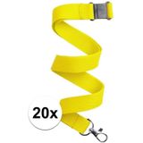 20x Keycord/lanyard geel met sleutelhanger 50 cm