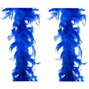 2x stuks carnaval verkleed veren Boa kleur blauw 2 meter