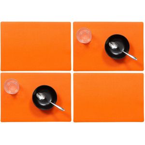 Set van 10x stuks stevige luxe Tafel placemats Plain oranje 30 x 43 cm