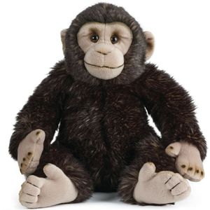 Pluche bruine chimpansee aap knuffel 30 cm - Apen/aapje bosdieren knuffeldieren - Speelgoed voor kinderen