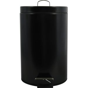 Prullenbak/pedaalemmer - metaal - zwart - 12 liter - 25 x 40 cm