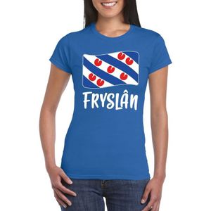 Blauw t-shirt Fryslan / Friesland vlag dames