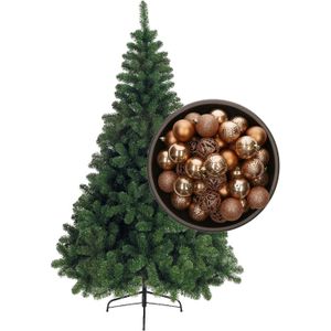 Bellatio Decorations kunst kerstboom 150 cm met kerstballen camel bruin