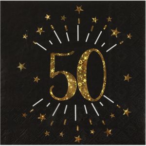 Verjaardag feest servetten leeftijd - 10x - 50 jaar - goud - 33 x 33 cm