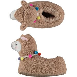 Kinder dieren pantoffels/sloffen alpaca taupe maat 33-34