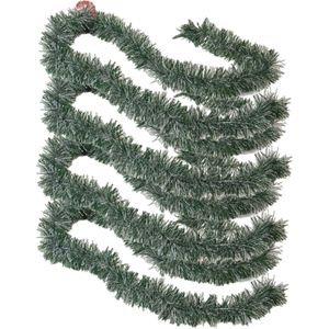 4x stuks kerstboom folie slingers/lametta guirlandes van 180 x 7 cm in de kleur groen met sneeuw