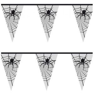 4x stuks spinnenweb Halloween thema vlaggenlijn 6 meter
