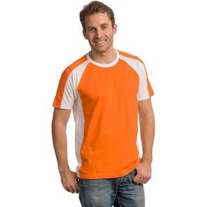 Oranje heren shirt met witte details