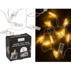 Lichtslinger met LED verlichte knijpertjes - 160 cm - kaarten/foto ophangen