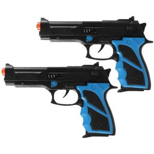 Politie speelgoed pistool - 2x - kind en volwassenen - verkleed rollenspel - plastic - 22 cm