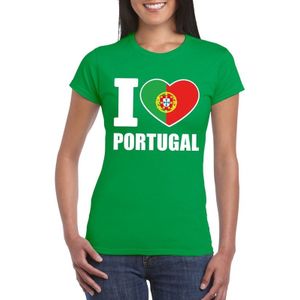 Groen I love Portugal fan shirt dames