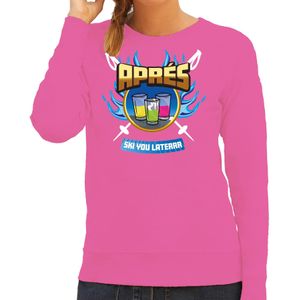 Apres ski sweater voor dames - apres ski you later - roze - wintersport