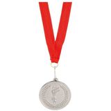 10x Zilveren medailles tweede prijs aan rood lint