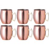 Moscow Mule glas/beker - 6x - RVS metaal - koperkleurig - 500 ml - luxe cocktailglazen