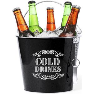 Bellatio design IJsemmer - cold drinks - bierkoeler - wijnkoeler - 6L - zwart - drankkoeler met flesopener
