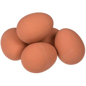Nep stuiterend ei - 5x - rubber - bruin - 5 cm - stuiterbal fop eieren