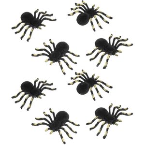 Nep spinnen 10 cm - zwart/goud - 12x stuks - velvet/fluweel - Horror/griezel thema decoratie