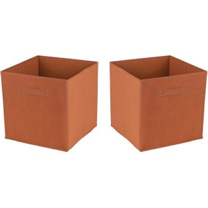 Opbergmand/kastmand Square Box - 6x - karton/kunststof - 29 liter - oranje - 31 x 31 x 31 cm
