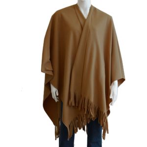 Luxe omslagdoek/poncho - bruin - 180 x 140 cm - fleece - Dameskleding accessoires