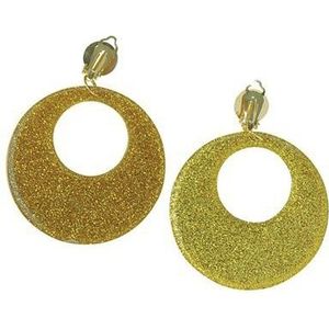 60s disco oorbellen goud glitter
