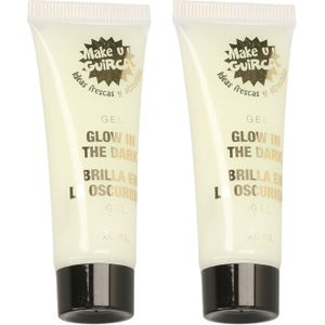 Glow in the Dark schmink/make-up tube 20 ml - 2x - Fluorescerende gel voor gezicht en lichaam