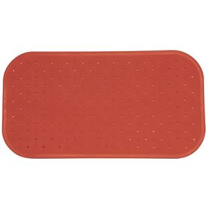 MSV Douche/bad anti-slip mat badkamer - rubber - terracotta - 36 x 65 cm - met zuignappen