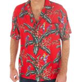 Hawaii shirt/blouse - tropische bloemen - rood - verkleedkleren heren